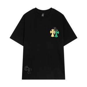 Chrome Hearts クロムハーツ2024春夏ワードレザー刺繍+ハード半袖Tシャツ