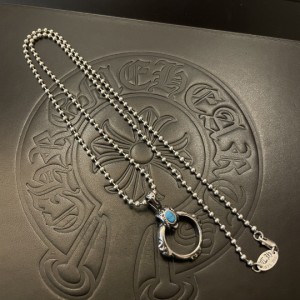 Chrome Hearts クロムハーツ ヴィンテージラウンドビーズダブルリングペンダントネックレス