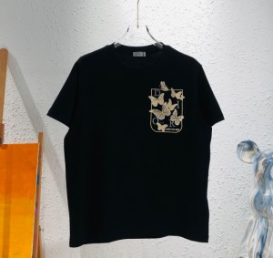  LOEWE ロエベ 刺繍ルーズ メンズ レディース 半袖Tシャツ ブラック