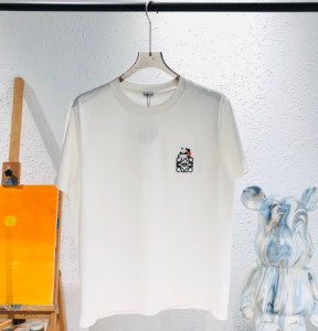 LOEWE ロエベ パンダ刺繍 メンズ レディース ゆったり半袖Tシャツ ホワイト