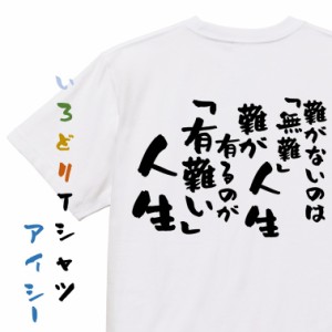 ポジティブ系半袖Tシャツ【難がないのは「無難」な人生難が有るのが「有難い」人生】おもしろTシャツ ネタTシャツ 文字Tシャツ ギフト プ