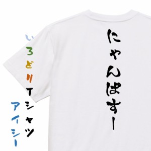 アニメ名言系半袖Tシャツ【にゃんぱすー】おもしろTシャツ ネタTシャツ 文字Tシャツ ギフト プレゼント 贈り物 メッセージ 名言 団体 ウ