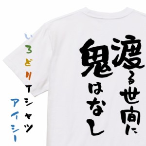 名言系半袖Tシャツ【渡る世間に鬼はなし】おもしろTシャツ ネタTシャツ 文字Tシャツ ギフト プレゼント 贈り物 メッセージ 名言 団体 ウ