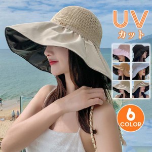 帽子 麦わら帽子 レディース リボン UVカット UV つば広 日よけ 小顔 春夏 アウトドア 母の日 紫外線対策 海外 おしゃれ 散歩 山登り