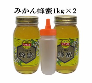 まとめ買い 箱買い 非加熱 生はちみつ 国産 純粋みかん蜂蜜1kg×2 詰め替え容器付き 宇和養蜂 愛媛産