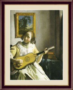 フェルメール ギターを弾く女 F4サイズ 額装込 G4-BM004 F4 世界の名画 アート額絵 高精細巧芸画 複製画