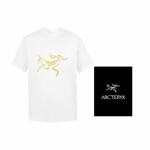 ARCTERYX(アークテリクス) ホワイト 半袖Tシャツ イエロー Birdie 文字 LOGO 半袖 ラウンドネック Tシャツ 男女兼用
