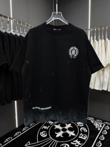 クロムハーツ Chrome Hearts 2024 春夏 ヴィンテージ エイジド インポート ウォッシュド プリント ラウンドネック 半袖 ブラック