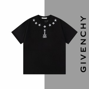 Givenchy/ジバンシィ ジバンシィ ペンタグラム ネックレス 刺繍 半袖 Tシャツ 黒 メンズ レディース