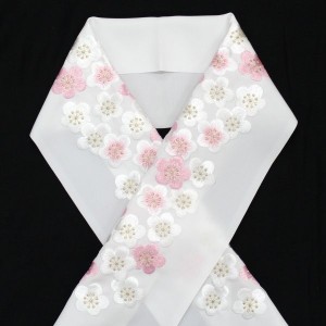 半衿 刺繍 振袖 半襟 袴 梅づくし 白にピンク シルエリー 成人式 卒業式 結婚式 和装 着物