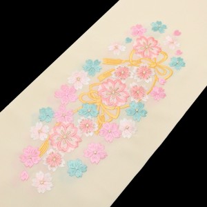 半衿 刺繍 振袖 半襟 袴 桜 クリーム色 黄色 シルエリー 成人式 卒業式 結婚式 和装 着物