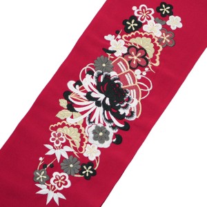 半衿 刺繍 振袖 半襟 袴 乱菊 松竹梅 菊 赤 シルエリー 成人式 卒業式 結婚式 和装 着物