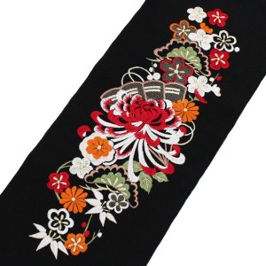 半衿 刺繍 半襟 はんえり 黒 色 乱菊 振袖 袴 成人式 卒業式 結婚式 梅 刺繍半襟 洗える モダン 大人 女性 レデイ-ス ポリエステル シル