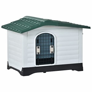 BTM 犬小屋 屋外用 犬舎 室外 中型犬用 大型犬用 ドア付き プラスチック製 ペットハウス オールシーズン 通気 日焼け対策 雨除け 水洗い