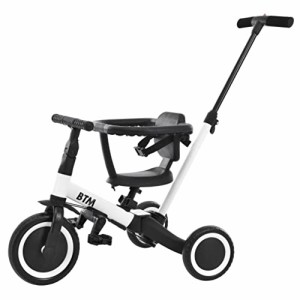 BTM 子供用三輪車 4in1 三輪車のりもの 押し棒付き ベビーカー 超軽量 自転車 安全バー付き 組み立て簡単 おもちゃ 乗用玩具 キックボ