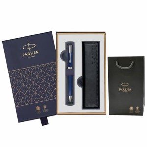 PARKER パーカー ボールペン ソネット ブルーラッカーCT 中字 油性 本革 ペンケース付 ギフトボックスセット 正規品 1950889