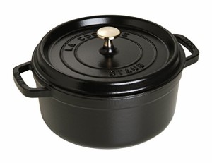 staub ストウブ 「 ピコ ココット ラウンド ブラック 24cm 」 大きい 両手 鋳物 ホーロー 鍋 IH対応 【シリアルナンバー付き日