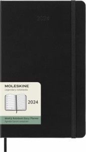 モレスキン 手帳 2024 年 1月始まり 12カ月 ウィークリー ダイアリー ハードカバー ラージサイズ(横13cm×縦21cm) ブラック