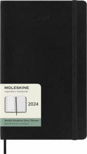 モレスキン 手帳 2024 年 1月始まり 12カ月 ウィークリー ダイアリーソフトカバー ラージサイズ(横13cm×縦21cm) ブラック D