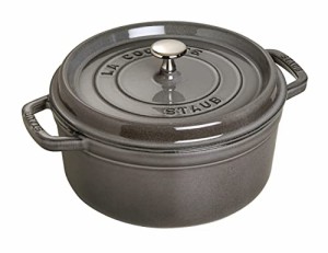 staub ストウブ 「 ピコ ココット ラウンド グレー 24cm 」 大きい 両手 鋳物 ホーロー 鍋 IH対応 【シリアルナンバー付き日本