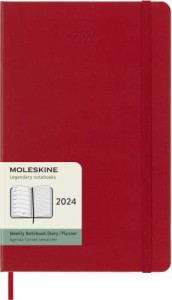 モレスキン 手帳 2024 年 1月始まり 12カ月 ウィークリー ダイアリー ハードカバー ラージサイズ(横13cm×縦21cm) スカーレッ