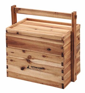 キャプテンスタッグ(CAPTAIN STAG) 木箱 ウッドボックス 収納ボックス 収納ケース 木製 おかもち 2段 フタ付き CSクラシックス