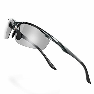 [Glazata] スポーツサングラス 変色調光偏光グラス ・超軽量メタル UV400 紫外線カット ドライブ/野球/自転車/夜釣り／ランニング