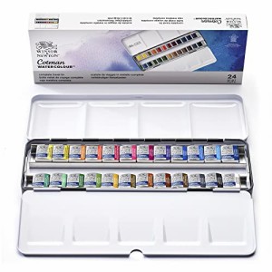 Winsor & Newton ウィンザー&ニュートン 水彩絵具 ウィンザー&ニュートン コットマン ウォーターカラー 24色セット メタル ス