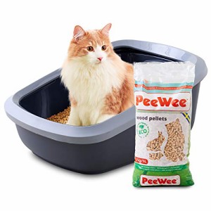【OFT】 PeeWee エコビッグ グレー 本体+木製ペレット猫砂2.8kg(4.4L)セット シーツのいらないシステムトイレ 崩れるタイプの