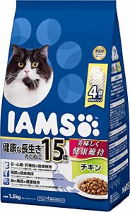 アイムス (IAMS) キャットフード アイムス 15歳以上用 健康な長生きのために チキン シニア猫用 1.5kg×6個 (ケース販売)