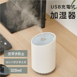 加湿器 ミニ 卓上加湿器 おしゃれ usb充電式 小型 新生活 大容量 320mL ウイルス 乾燥対策 上部給水 超音波式加湿器 オフィス 寝室 あす