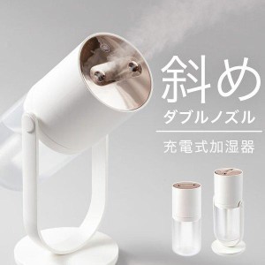 2024 加湿器 [宅配便送料無料] S07 デュアルノズル加湿器【ダブルミスト LED 2口 卓上加湿器 自動停止 充電式 小型 オフィス かわいい お