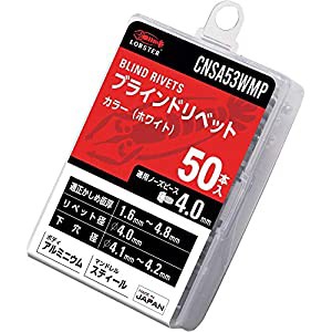 ロブテックス エビ ブラインドリベット  カラーブラインドリベット（ホワイト） アルミ/スティール製 5-3（50本入） エコパック CNSA53WM