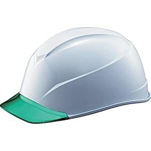 タニザワ 透明バイザーヘルメット  エアライトS搭載ヘルメット（透明バイザータイプ・溝付） 透明バイザー：グリーン/帽体色：白 123-JZV