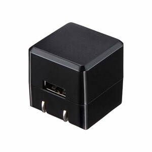 サンワサプライ キューブ型USB充電器（1A・高耐久タイプ・ブラック） ACA-IP70BK [F040323]