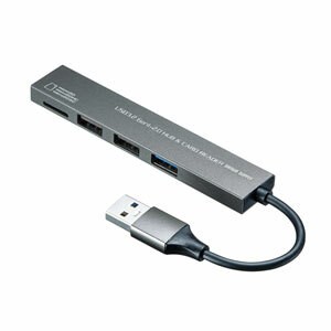 サンワサプライ USB 3.2 Gen1+USB2.0 コンボ　スリムハブ(カードリーダー付き） USB-3HC319S [F040323]