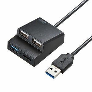 サンワサプライ USB3.2Gen1+USB2.0コンボハブ　カードリーダー付き USB-3HC315BKN [F040323]