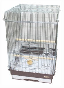 ＨＯＥＩ　 ３５手のりＧ （銀色メッキ）ブラウン底（インコ、鳥かご、ケージ）