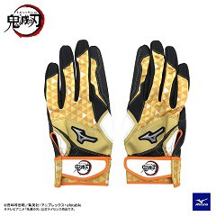 ミズノ MIZUNO 【鬼滅の刃】 KIMETSU ジュニアバッティンググラブ 両手用 (ZENITSU) 野球 ジュニア手袋 1EJRYA00-54