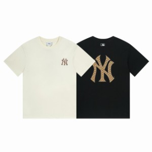 MLB/メジャーリーグベースボール 24SS チームロゴ ワンポイント ワッペン刺繍 バックプリント クルーネック半袖 tシャツ Tシャツ 男女兼