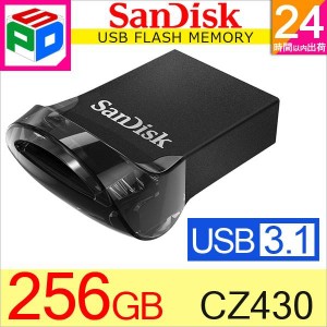 USBメモリー 256GB SanDisk Ultra Fit USB 3.1 Gen1 R:130MB/s 超小型設計 ブラック 海外パッケージ ゆうパケット送料無料