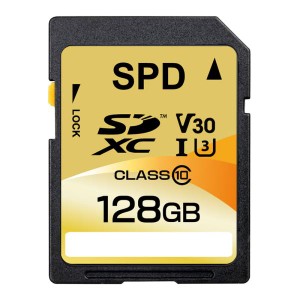 SDXCカード SDカード 128GB SPD R:100MB/s W:90MB/s UHS-I U3 V30 4K対応 class10 国内7年保証 ゆうパケット送料無料