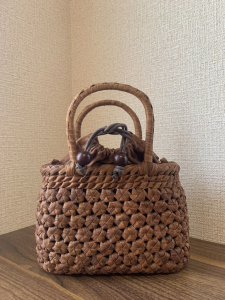 山葡萄 山葡萄かごバッグ 手作り 花編み 籠バッグ 内布あり Sサイズ (約)幅20×本体高さ16×マチ8cm