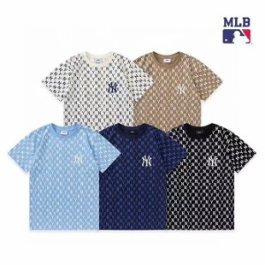 MLB/メジャーリーグベースボール チームロゴ ワンポイント ワッペン刺繍 バックプリント クルーネック半袖 tシャツ Tシャツ 男女兼用