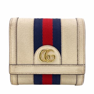 GUCCI/グッチ  598662 シェリーライン レザー 二つ折り財布 ホワイト ユニセックス ブランド