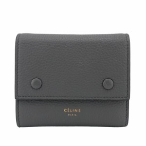 CELINE/セリーヌ  スモールフォールデッド マルチファンクション レザー 二つ折り財布 グレー レディース ブランド