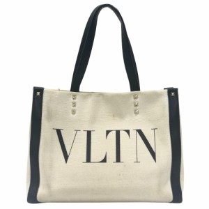 VALENTINO/ヴァレンティノ  VLTN スタッズ キャンバス ハンドバッグ ベージュ レディース ブランド