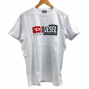 DIESEL/ディーゼル  00SDP1 0091A クルーネック T-DIEGO-CUTY L ステッチ コットン 半袖Ｔシャツ ホワイト ユニセックス ブランド