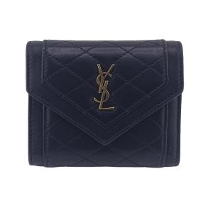 YSL 三つ折り財布 黒 レザー イヴ サン ローラン 三つ折りの通販｜au PAY