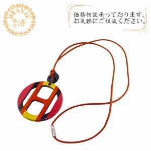 HERMES エルメス Hエキップ バッファローホーン ネックレス オレンジ レディース ブランド
